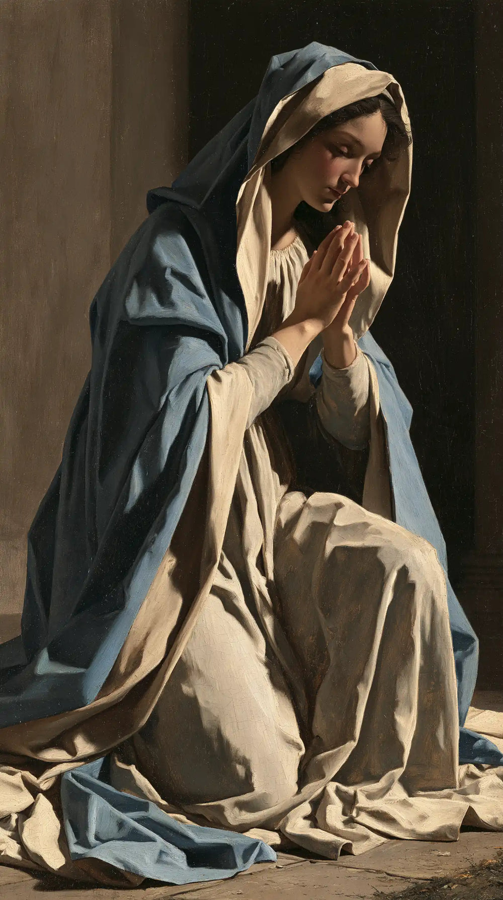 the Virgin Mary in prayer in Florentine Renaissance style, portrait Christian artwork no. 7