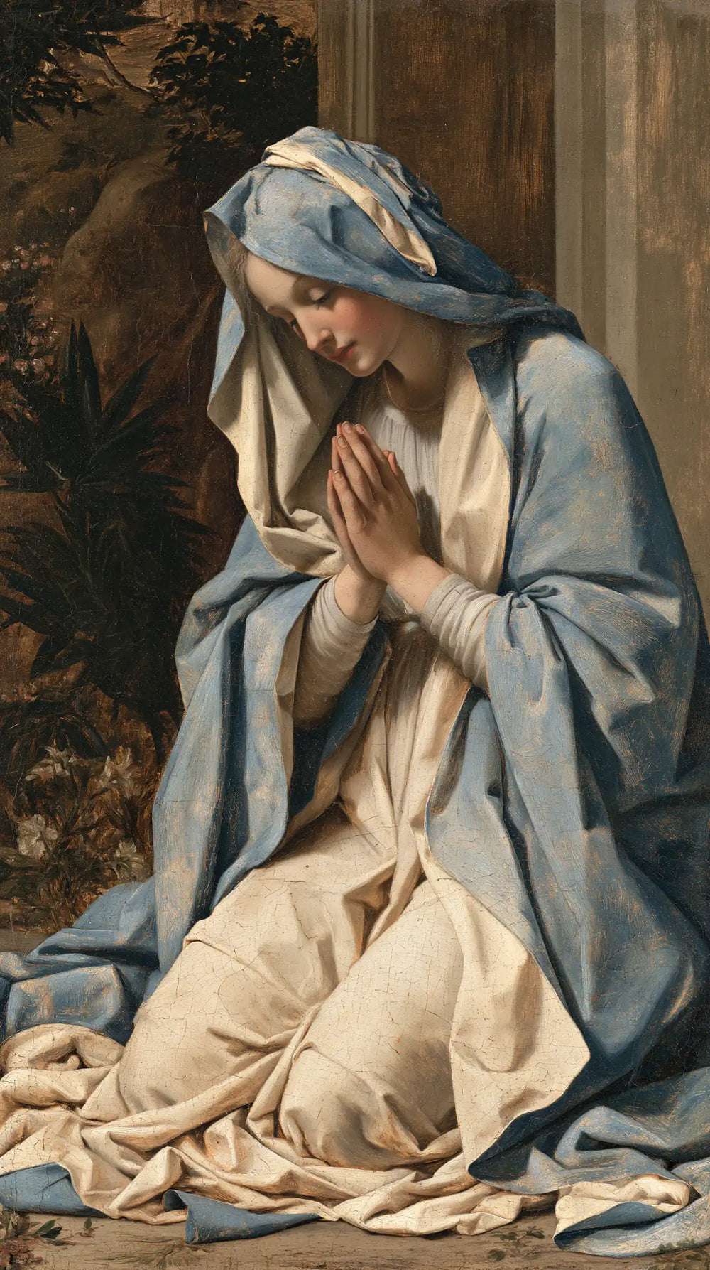 the Virgin Mary in prayer in Florentine Renaissance style, portrait Christian artwork no. 11