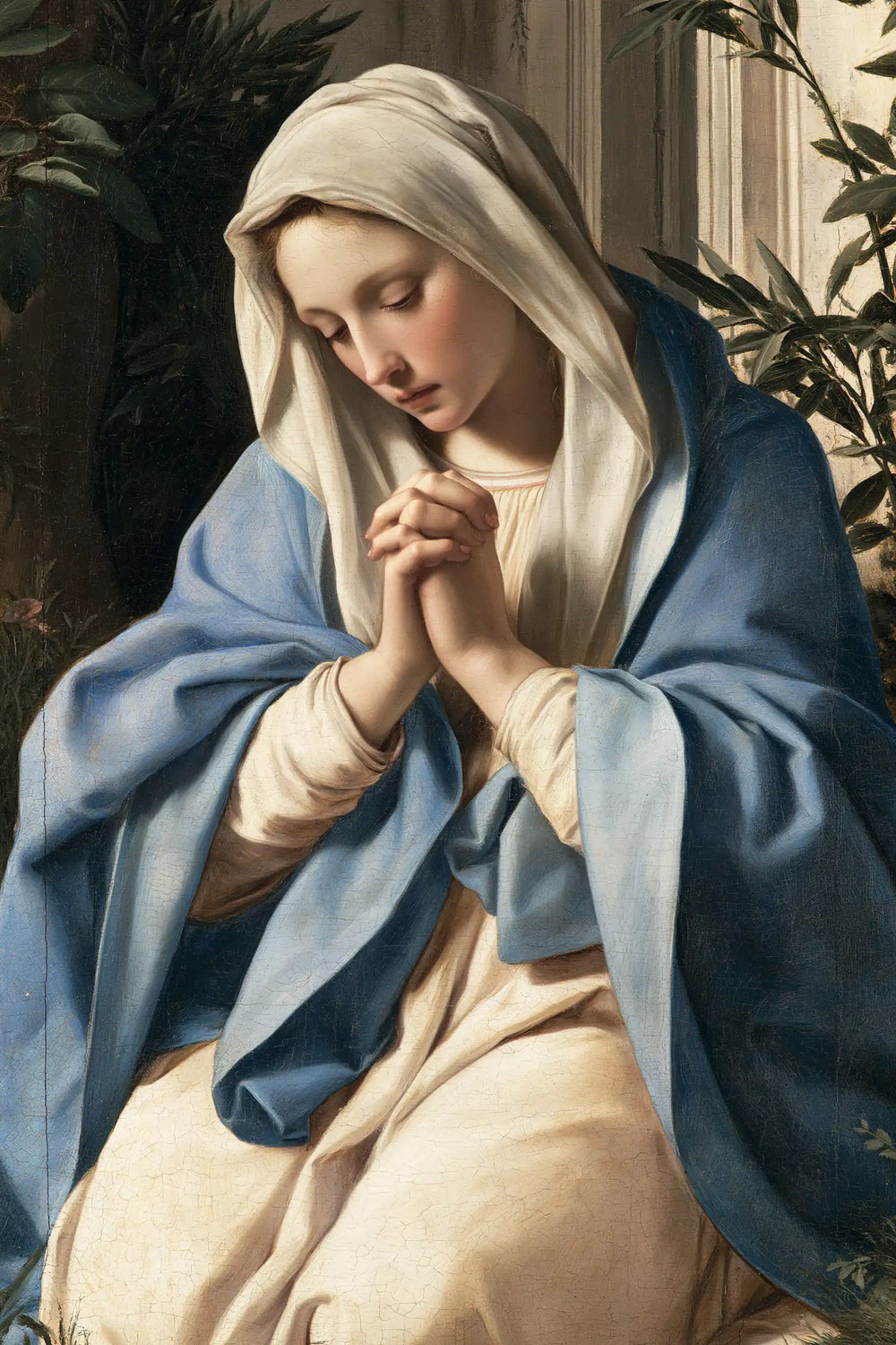the Virgin Mary in prayer in Florentine Renaissance style, portrait Christian artwork no. 34