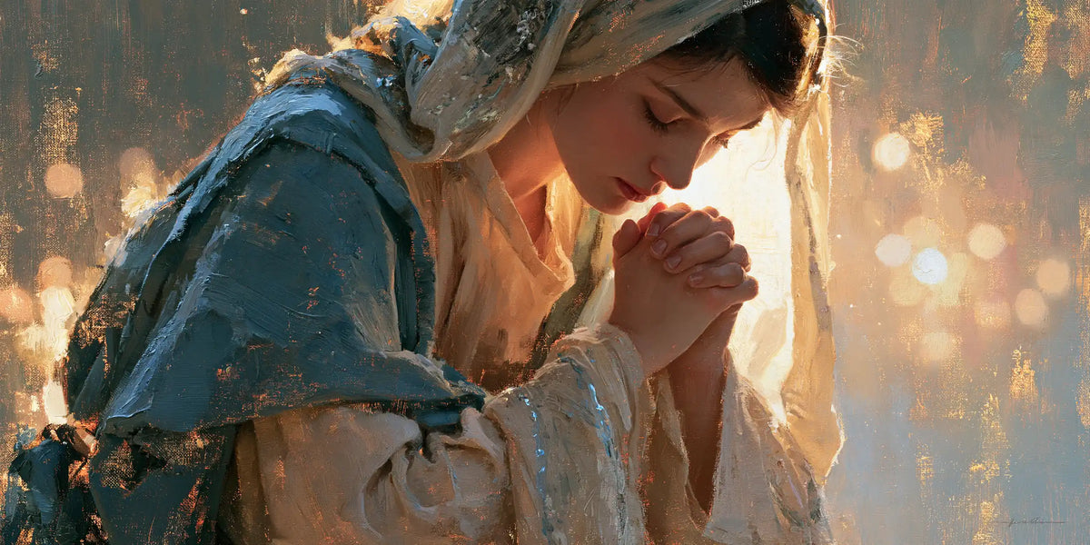 Virgin Mary in Prayer — The Glow beside the Cheek