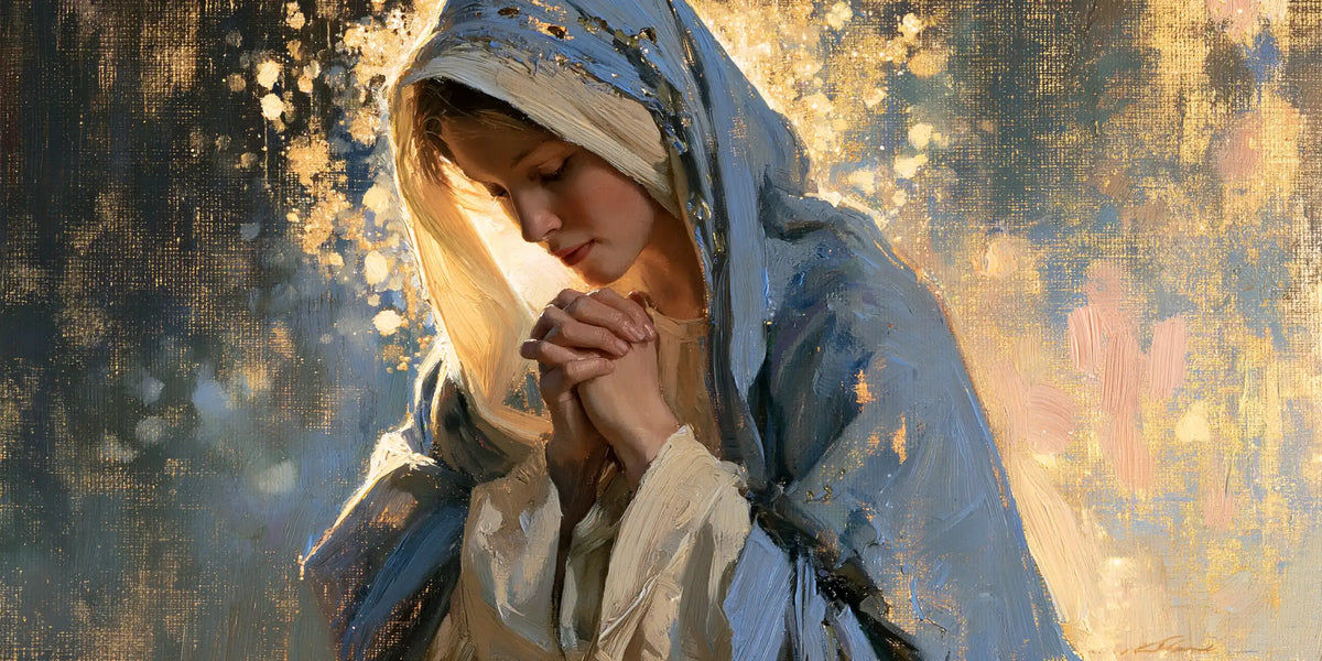 Virgin Mary in Prayer — Silence in Golden Flecks
