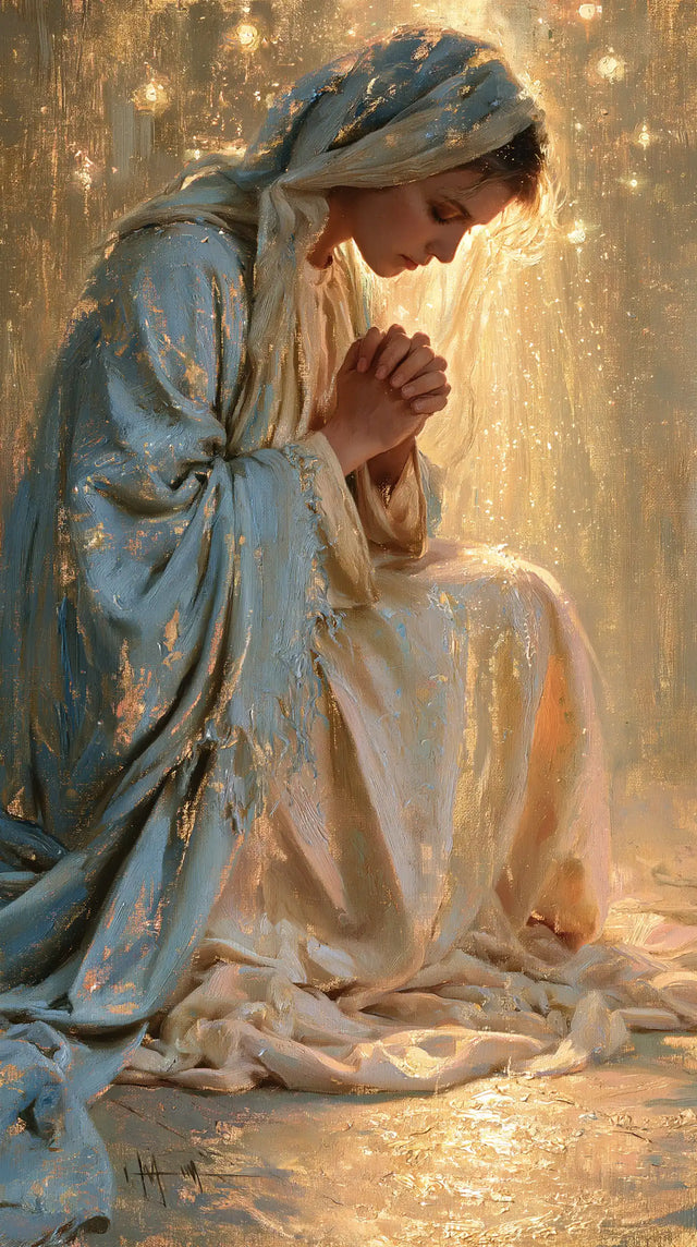 Virgin Mary in Prayer — The Reflection at the Foot of Silence