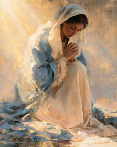 Virgin Mary in Prayer — The Knee of Pearl and Dawn