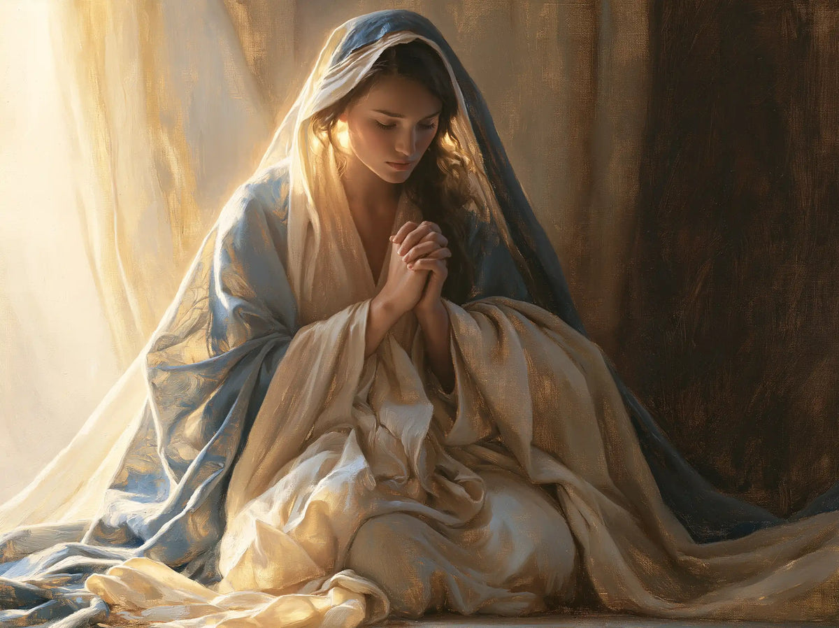 Virgin Mary in Prayer — Prayer beside the Pale Curtain