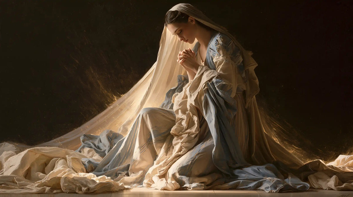 Virgin Mary in Prayer — Prayer beneath Golden Gauze