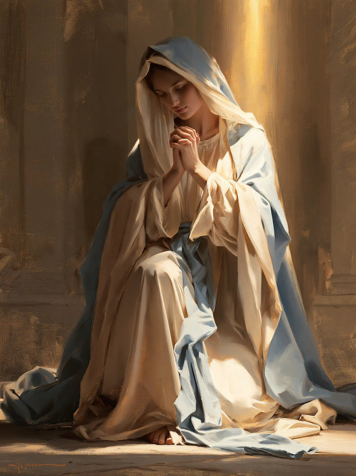 Virgin Mary in Prayer — Sleeves in the Flow of Gold