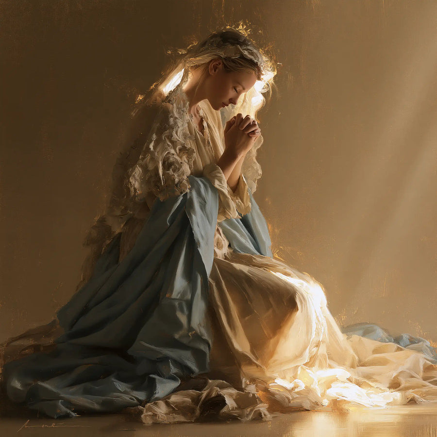 Virgin Mary in Prayer - Mary in a Biblical Interior · Square n° 4