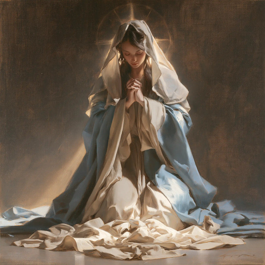 Virgin Mary in Prayer - Mary in a Biblical Interior · Square n° 6
