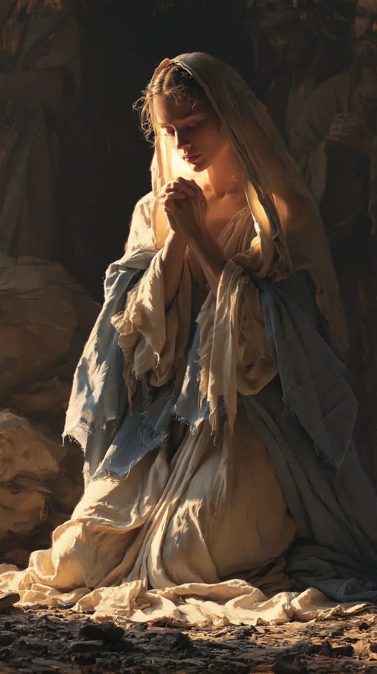 Virgin Mary in Prayer — Prayer in Lace Sleeves