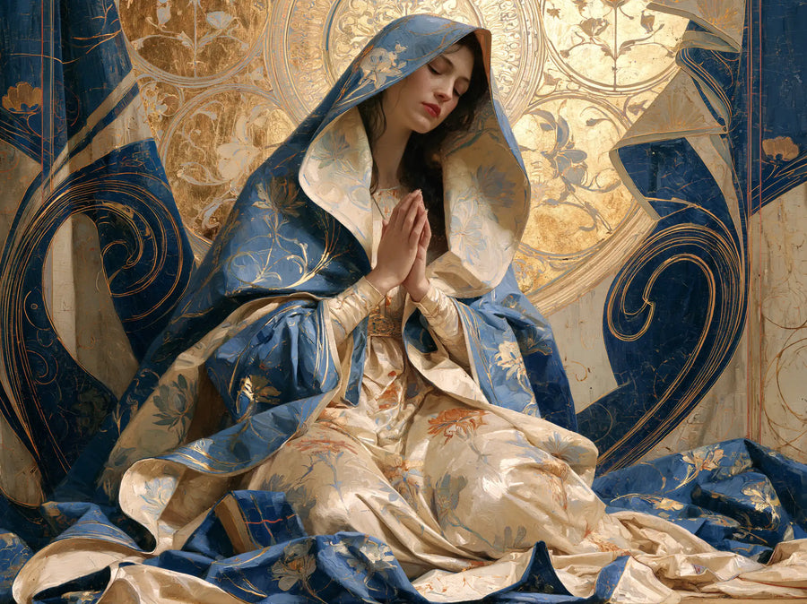 Virgin Mary in Prayer - Sacred Art Nouveau · Landscape n° 4