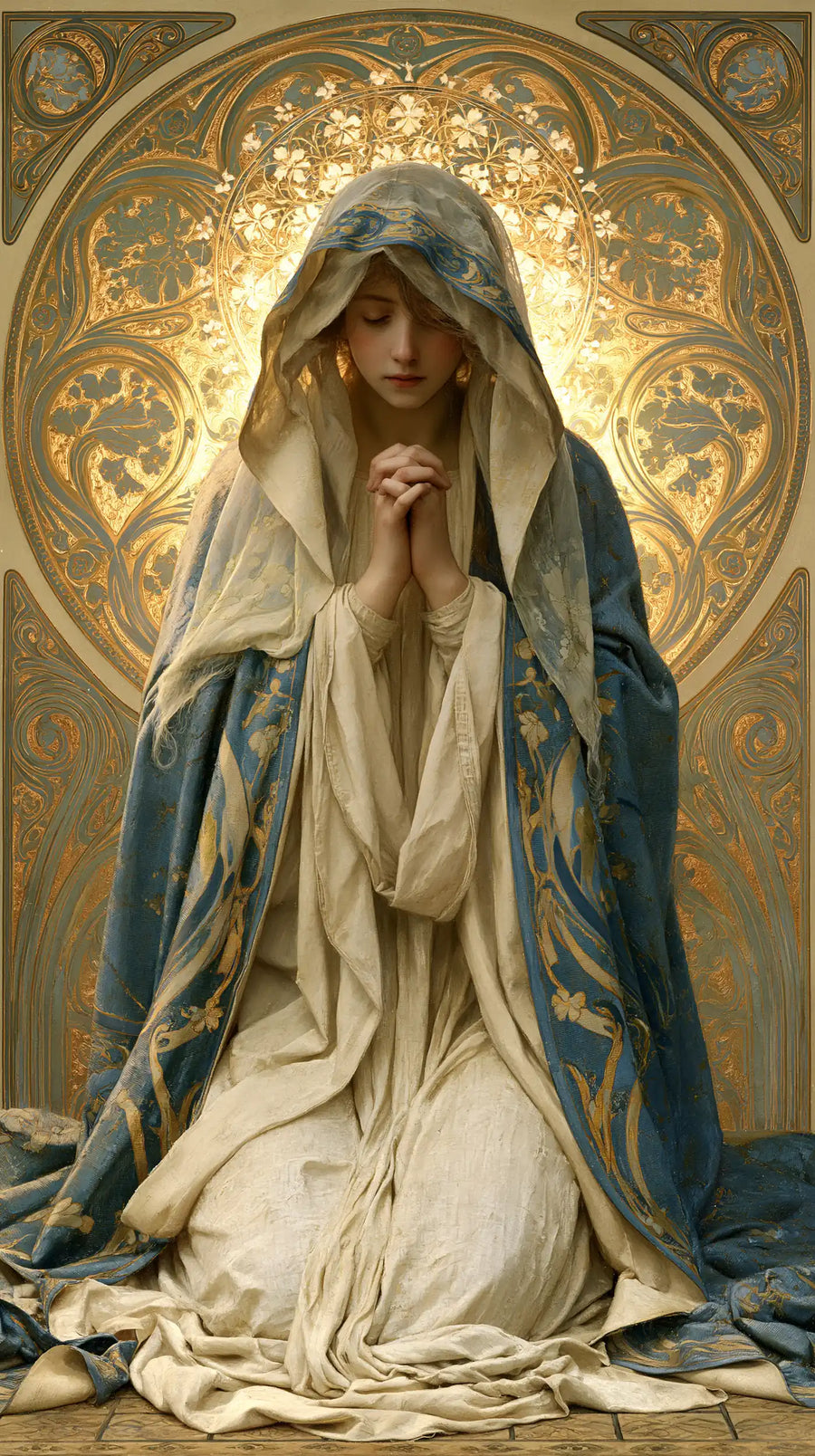 Virgin Mary in Prayer - Sacred Art Nouveau · Portrait n° 12