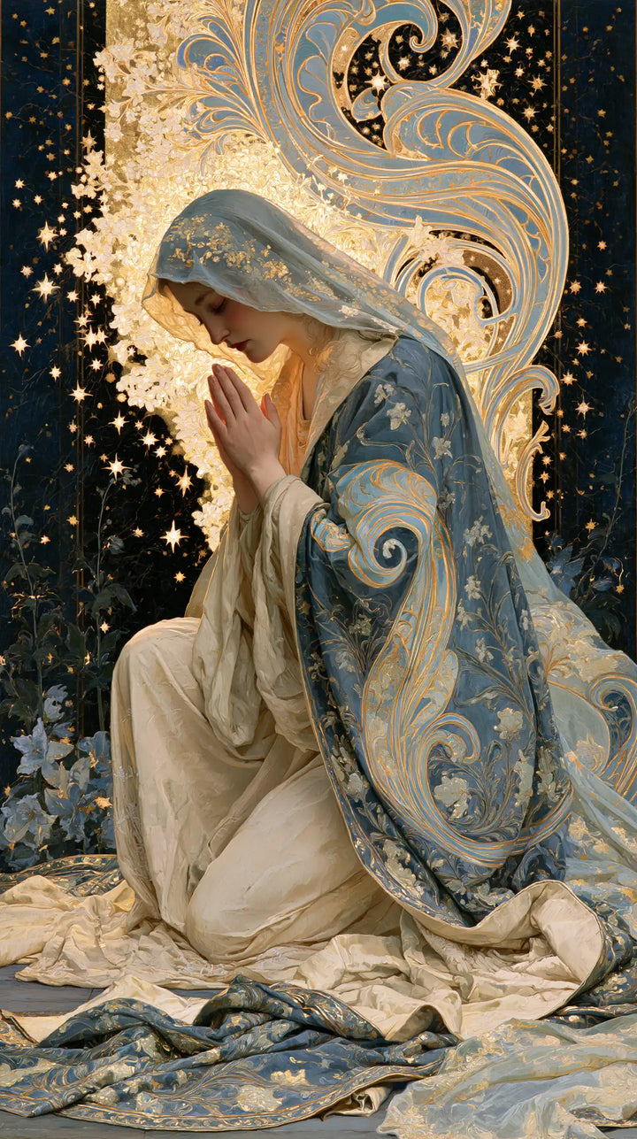 Virgin Mary in Prayer - Sacred Art Nouveau · Portrait n° 16