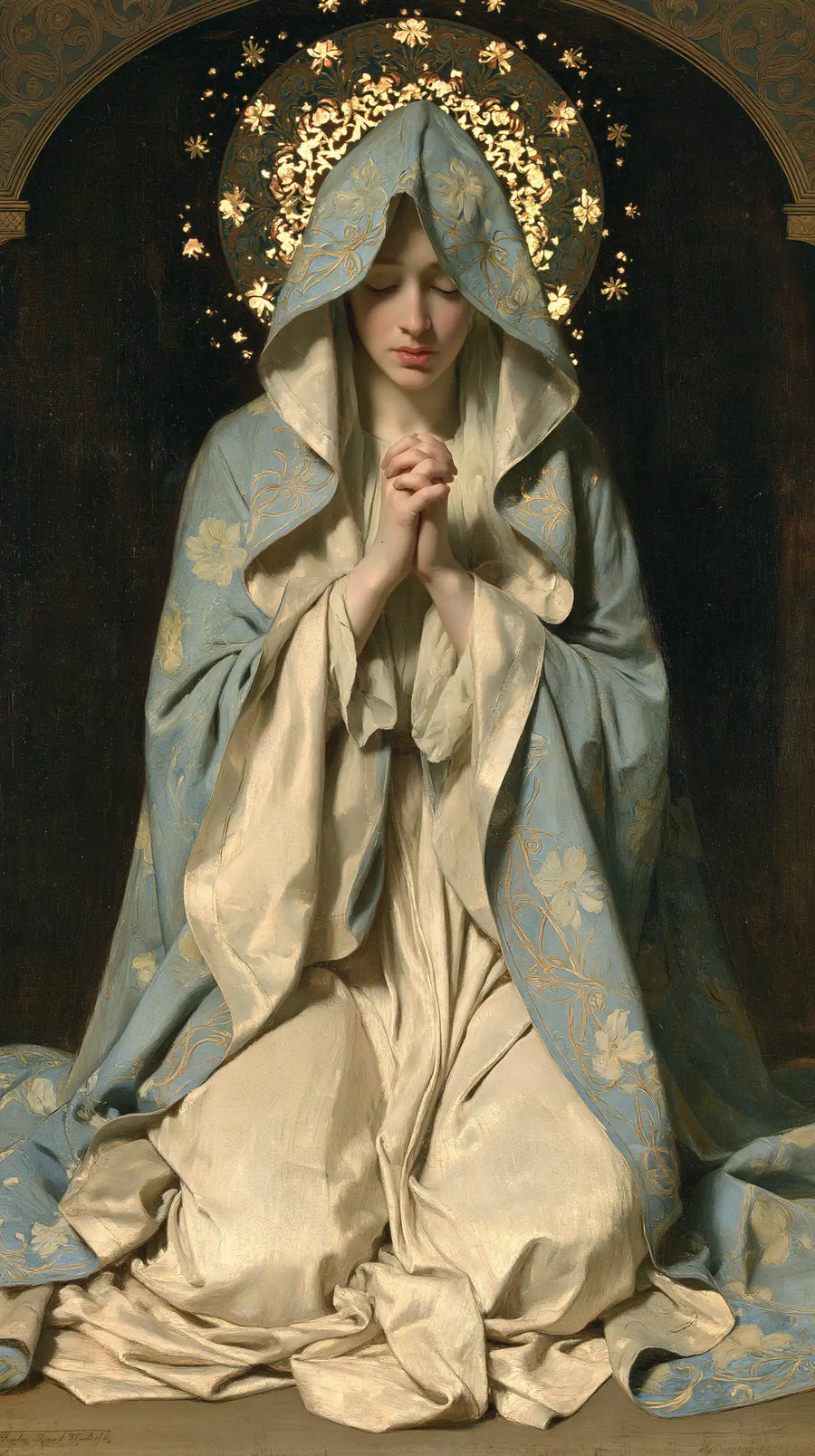 Virgin Mary in Prayer - Sacred Art Nouveau · Portrait n° 22