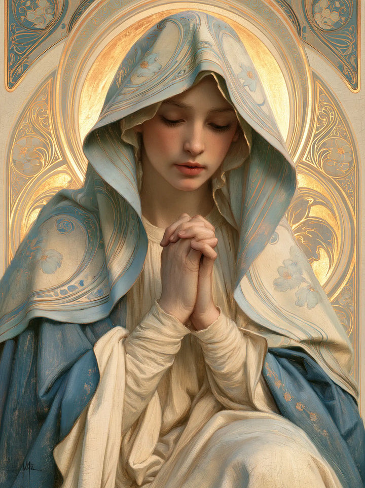 Virgin Mary in Prayer - Sacred Art Nouveau · Portrait n° 31