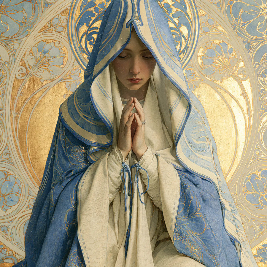 Virgin Mary in Prayer - Sacred Art Nouveau · Square n° 6