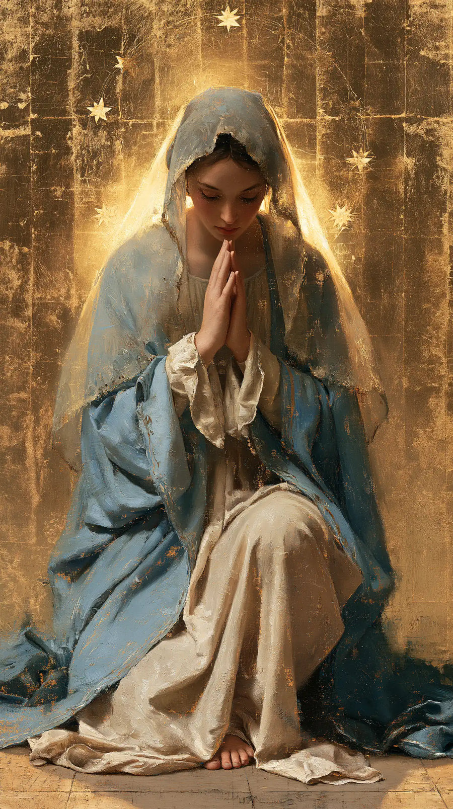 Virgin Mary in Prayer - Sacred Gold · Portrait n° 29