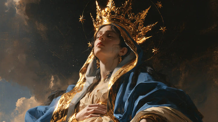 Mary, Queen of Heaven — The Peaceful Profile Beneath Golden Spires