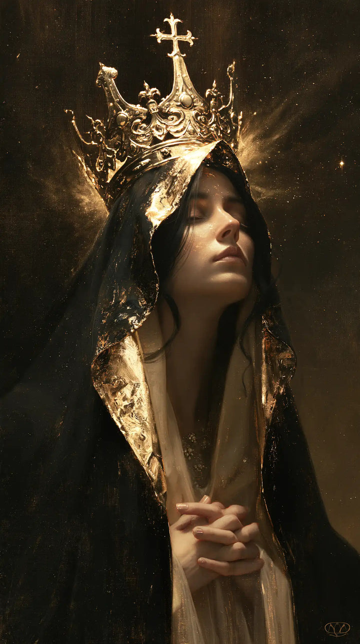 Mary, Queen of Heaven — The Diadem’s Cross and the Interlaced Fingers