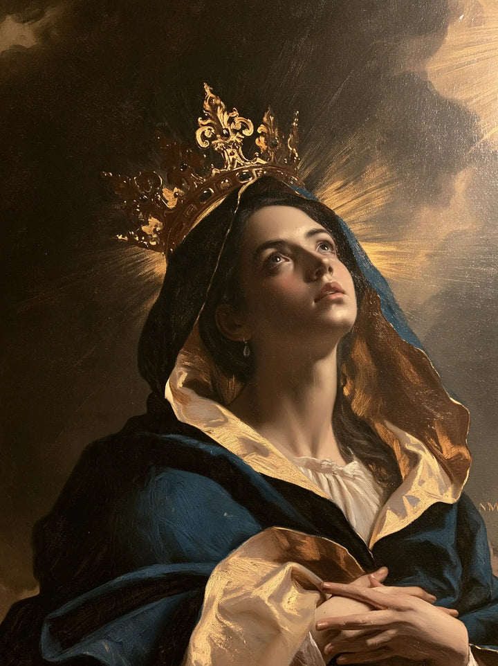 Mary, Queen of Heaven — Eyes Raised Toward the Luminous Opening