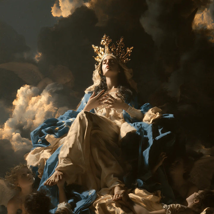 Mary Queen of Heaven - Caravaggio Tenebrism · Square n° 5