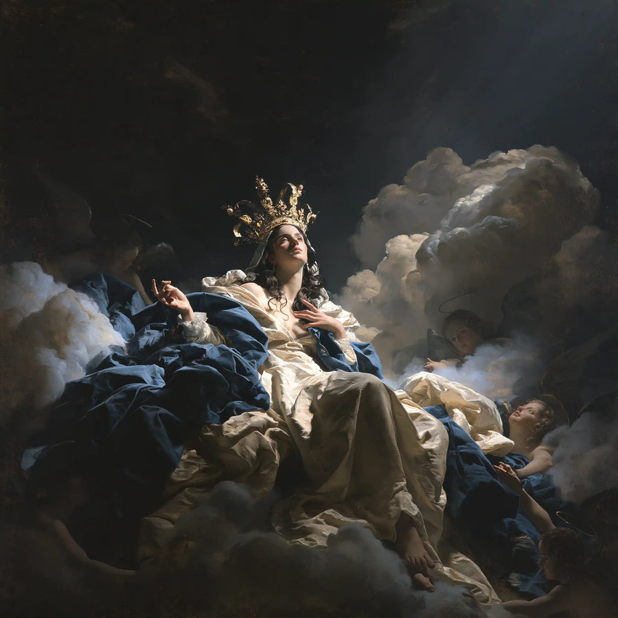 Mary Queen of Heaven - Caravaggio Tenebrism · Square n° 7