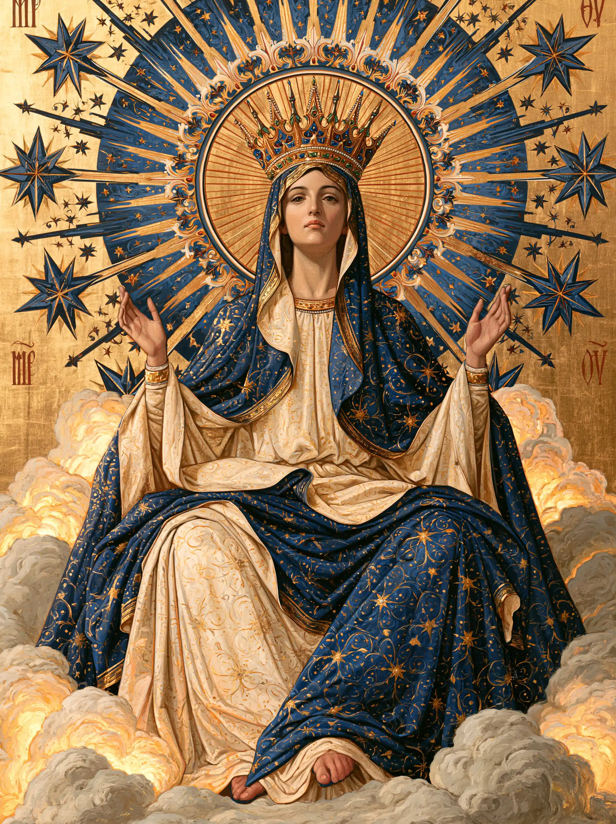 Mary, Queen of Heaven — The Azure Wheel Behind the Throne of Clouds