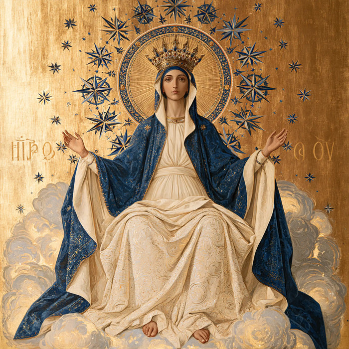 Mary, Queen of Heaven — Bare Feet Beneath the Ring of Delicate Stars