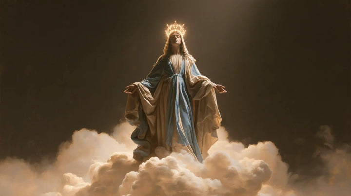 Mary, Queen of Heaven — The Amber Robe Above the Clouds