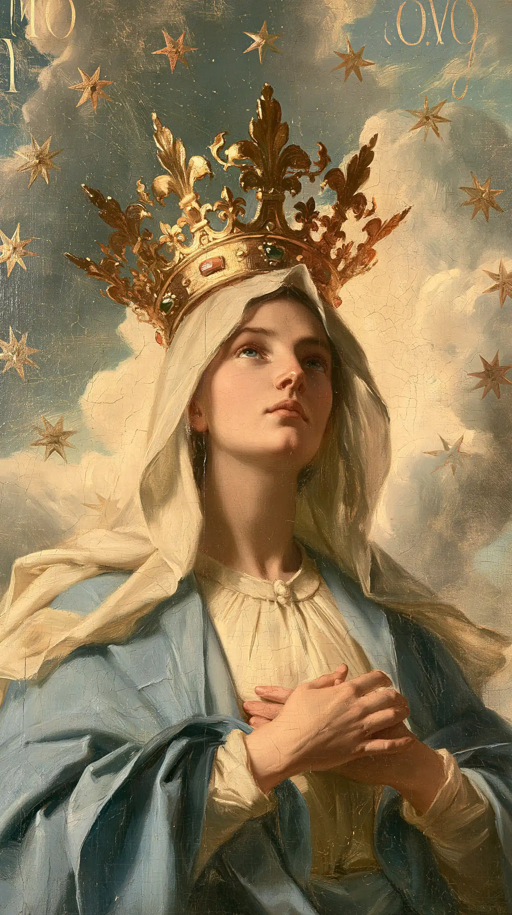 Mary with the heavenly crown as the central symbol in The Crown as Central Symbol style, portrait Christian artwork no. 2
