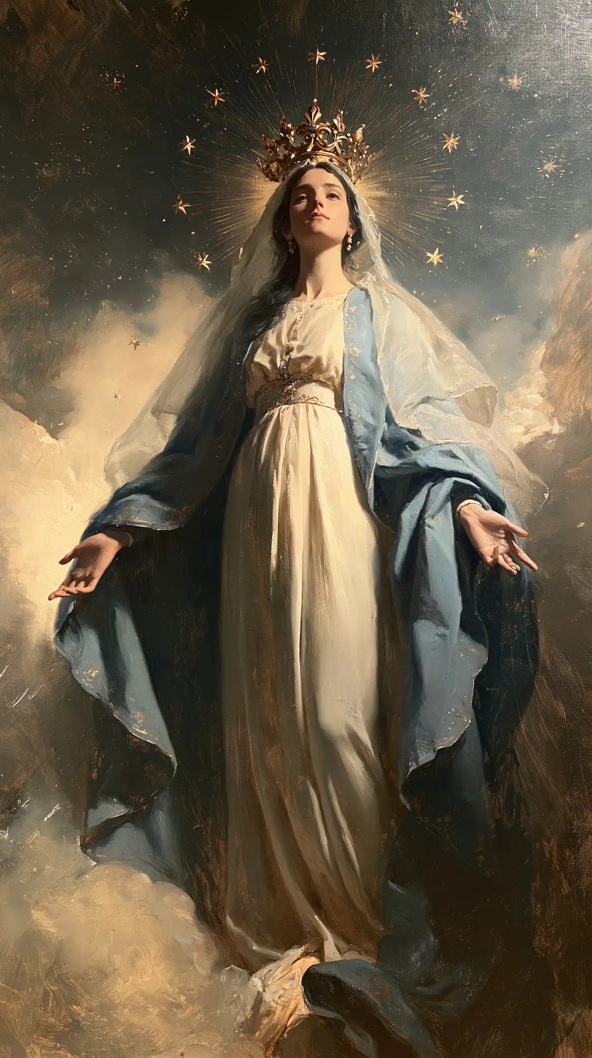 Mary, Queen of Heaven — The Queen’s Light Step Among the Clouds