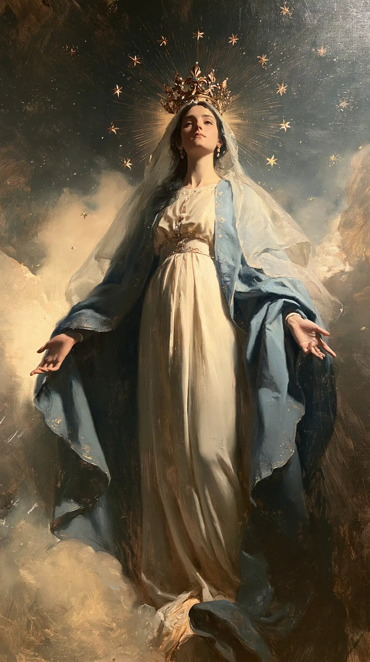 Mary, Queen of Heaven — The Queen’s Light Step Among the Clouds