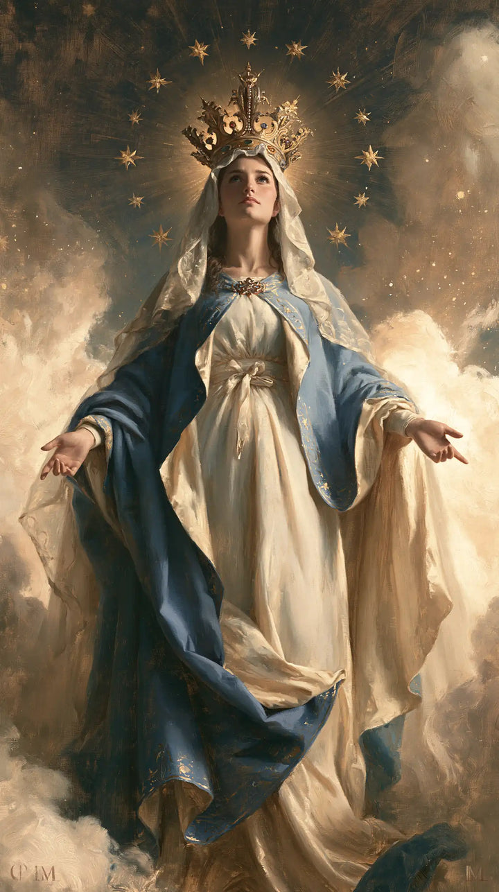 Mary, Queen of Heaven — The Crossed Mantle in Starlight