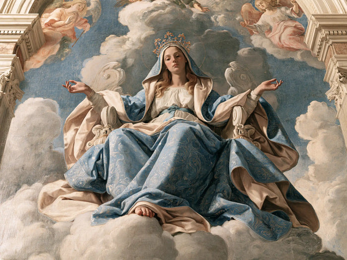 Mary, Queen of Heaven — The Queen with High Palms Beneath the Painted Arch