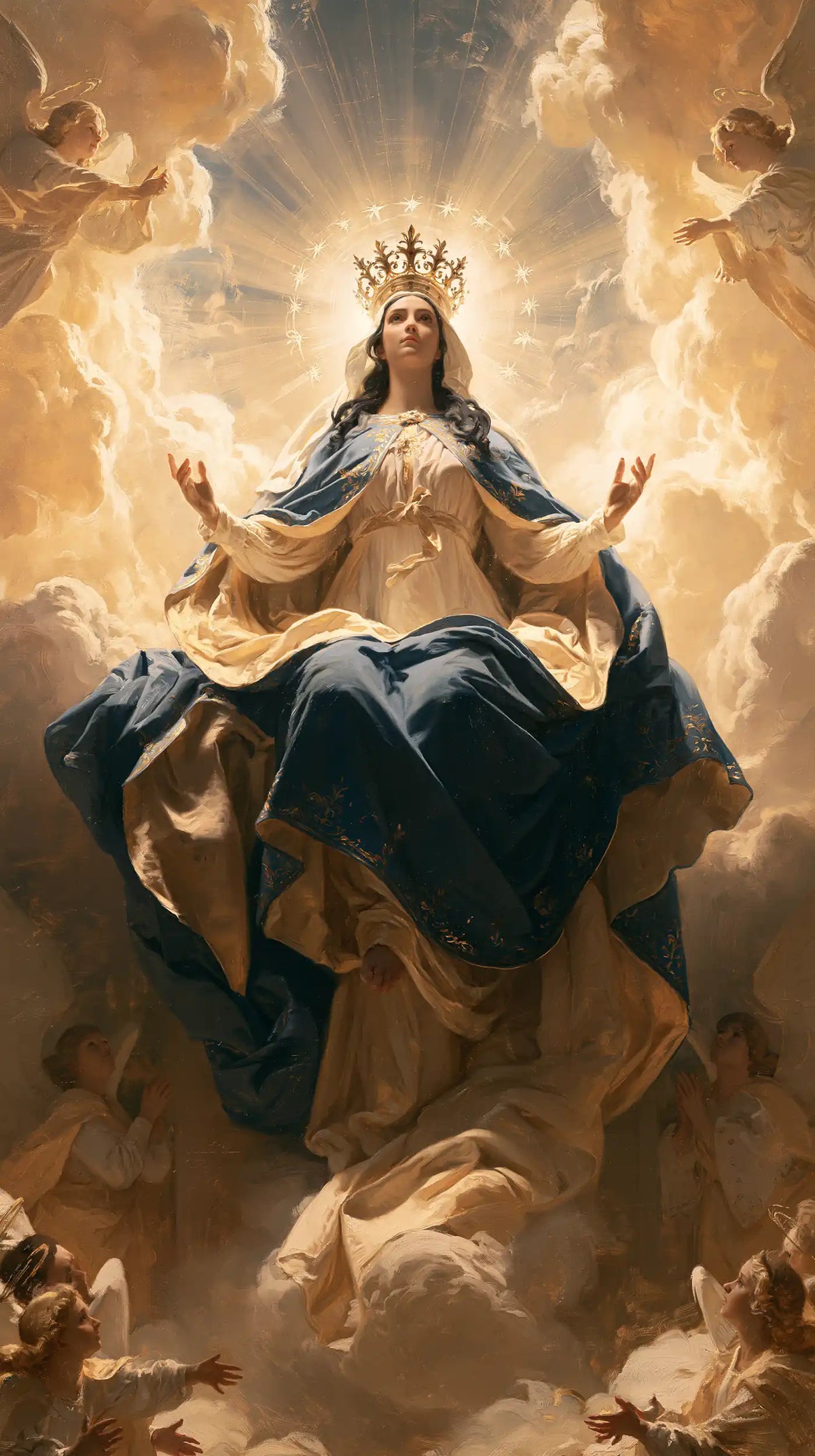 Mary glorified as Queen of Heaven in Heavenly Glory style, portrait Christian artwork no. 2