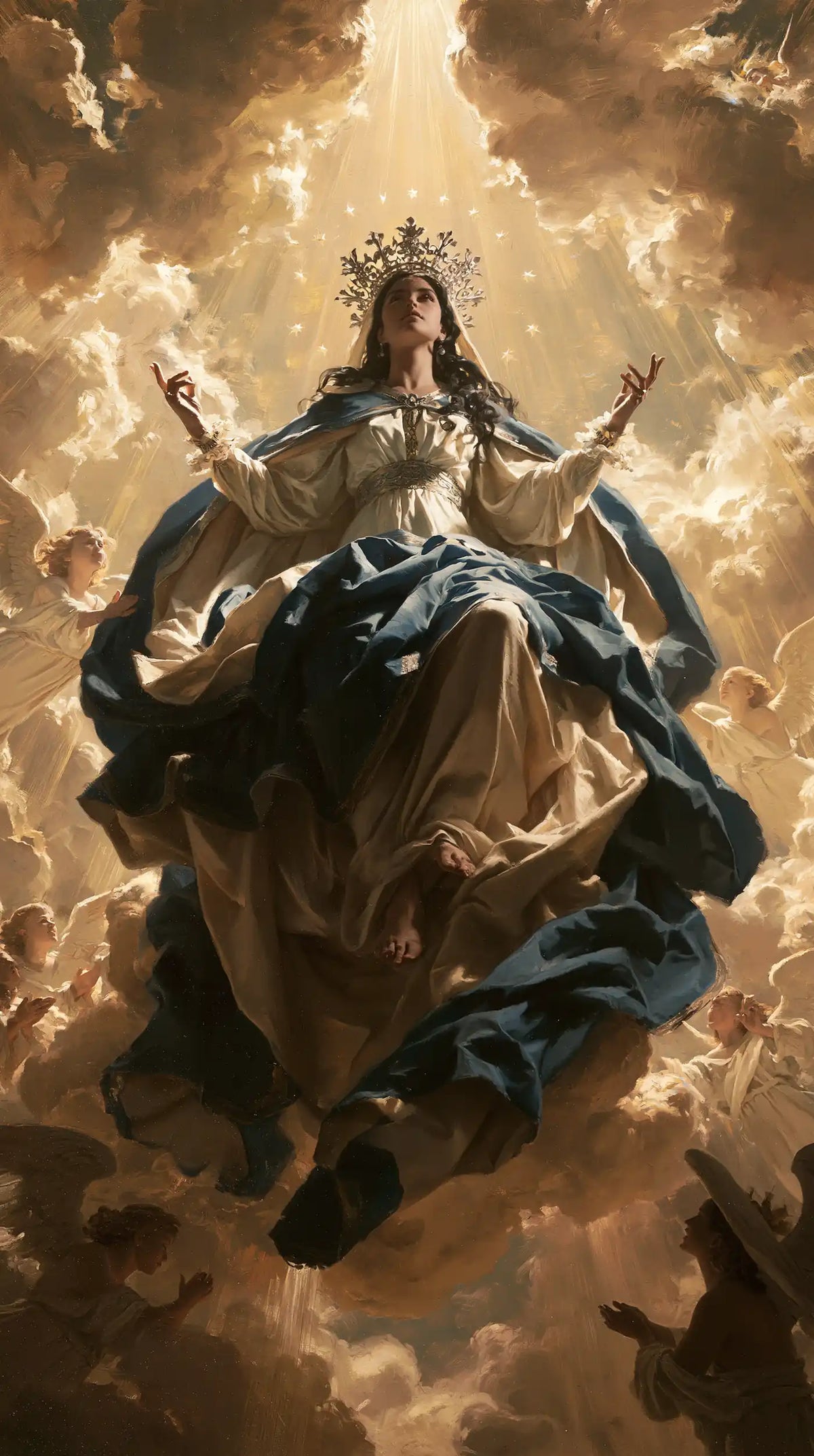 Mary glorified as Queen of Heaven in Heavenly Glory style, portrait Christian artwork no. 15