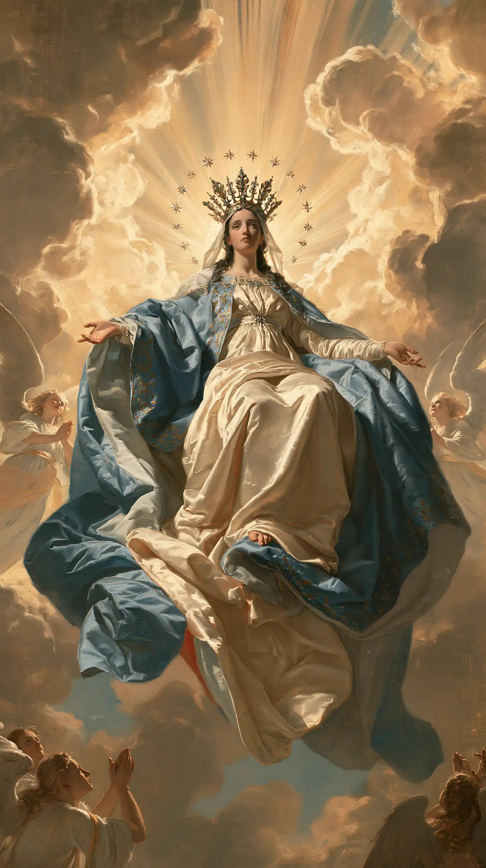 Mary glorified as Queen of Heaven in Heavenly Glory style, portrait Christian artwork no. 23