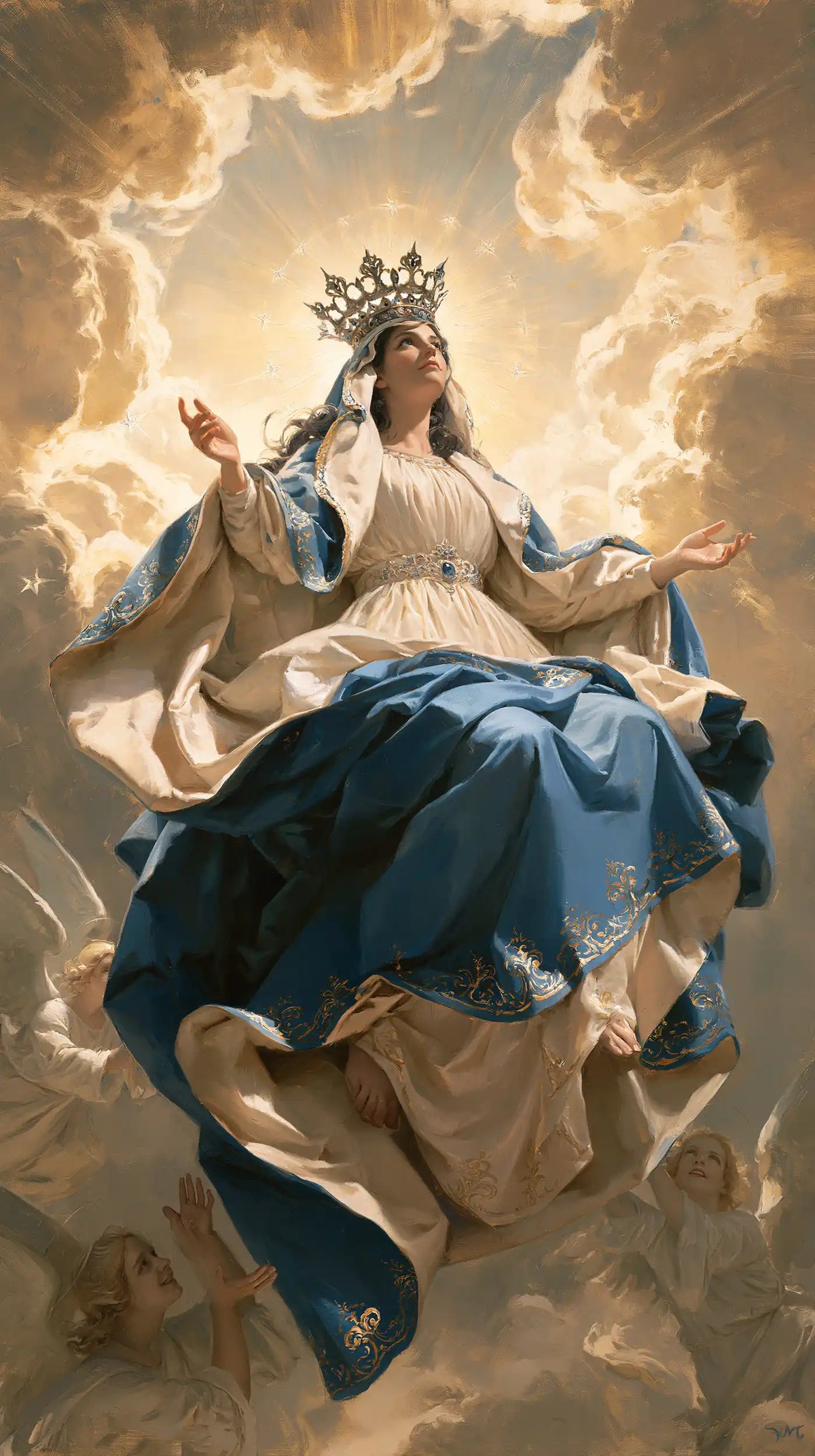 Mary glorified as Queen of Heaven in Heavenly Glory style, portrait Christian artwork no. 25