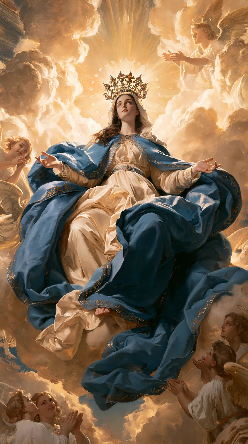Mary glorified as Queen of Heaven in Heavenly Glory style, portrait Christian artwork no. 26