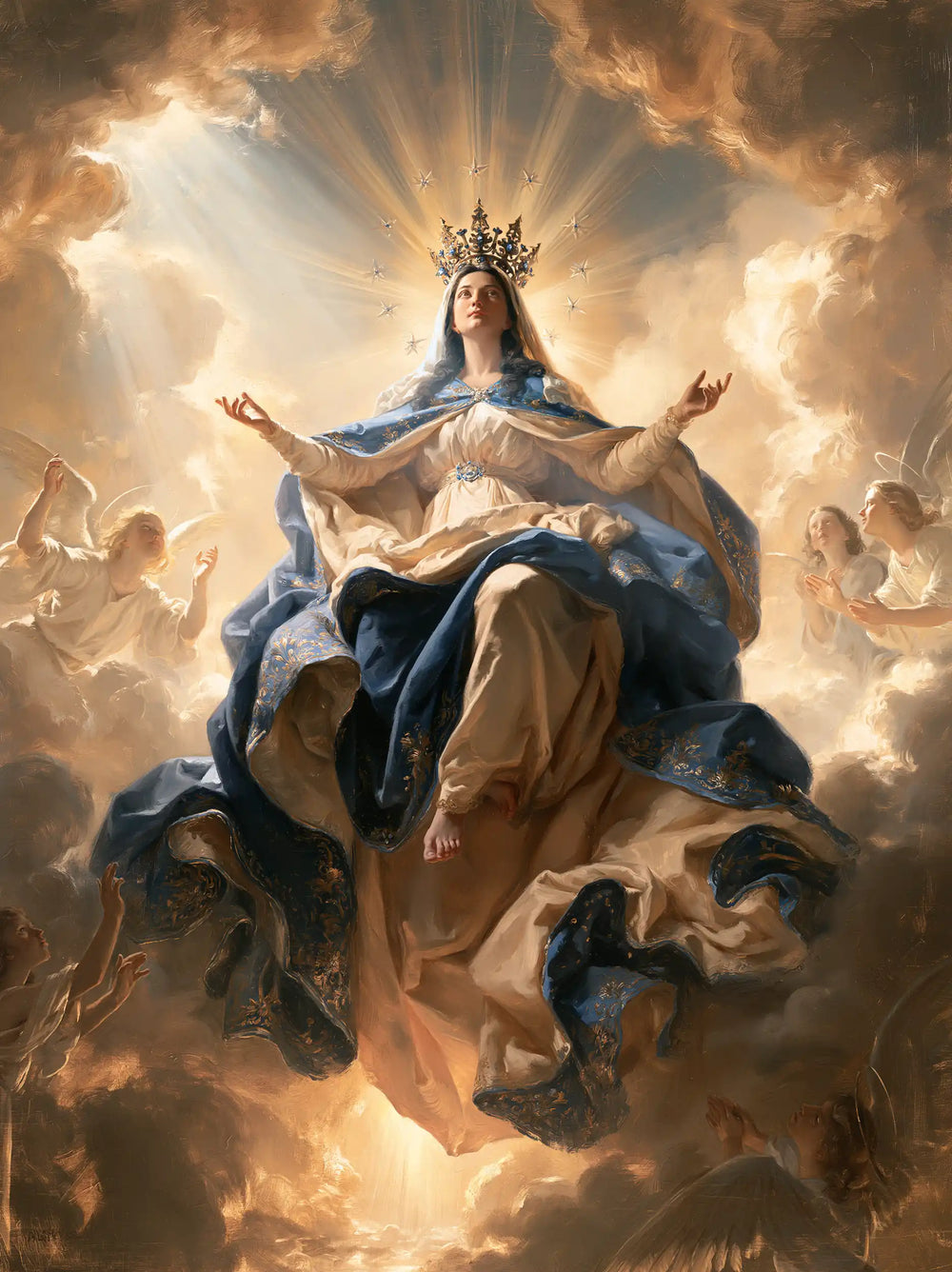 Mary glorified as Queen of Heaven in Heavenly Glory style, portrait Christian artwork no. 29