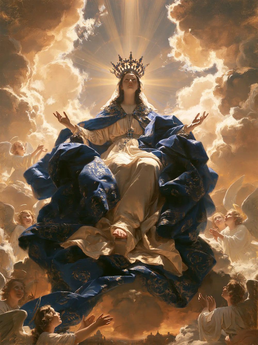 Mary glorified as Queen of Heaven in Heavenly Glory style, portrait Christian artwork no. 37