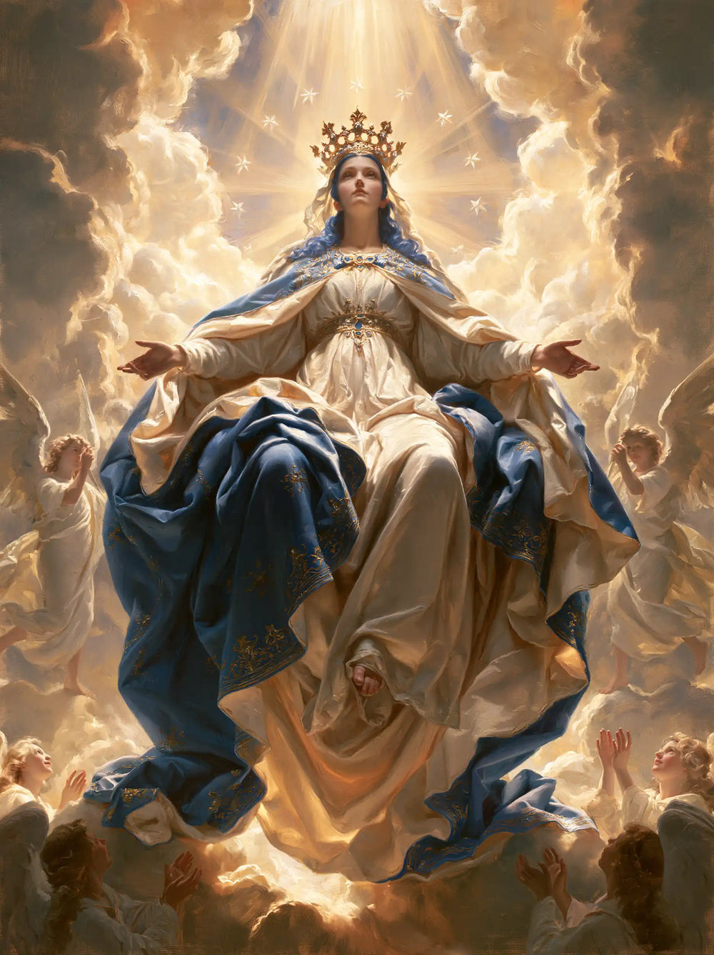 Mary glorified as Queen of Heaven in Heavenly Glory style, portrait Christian artwork no. 38