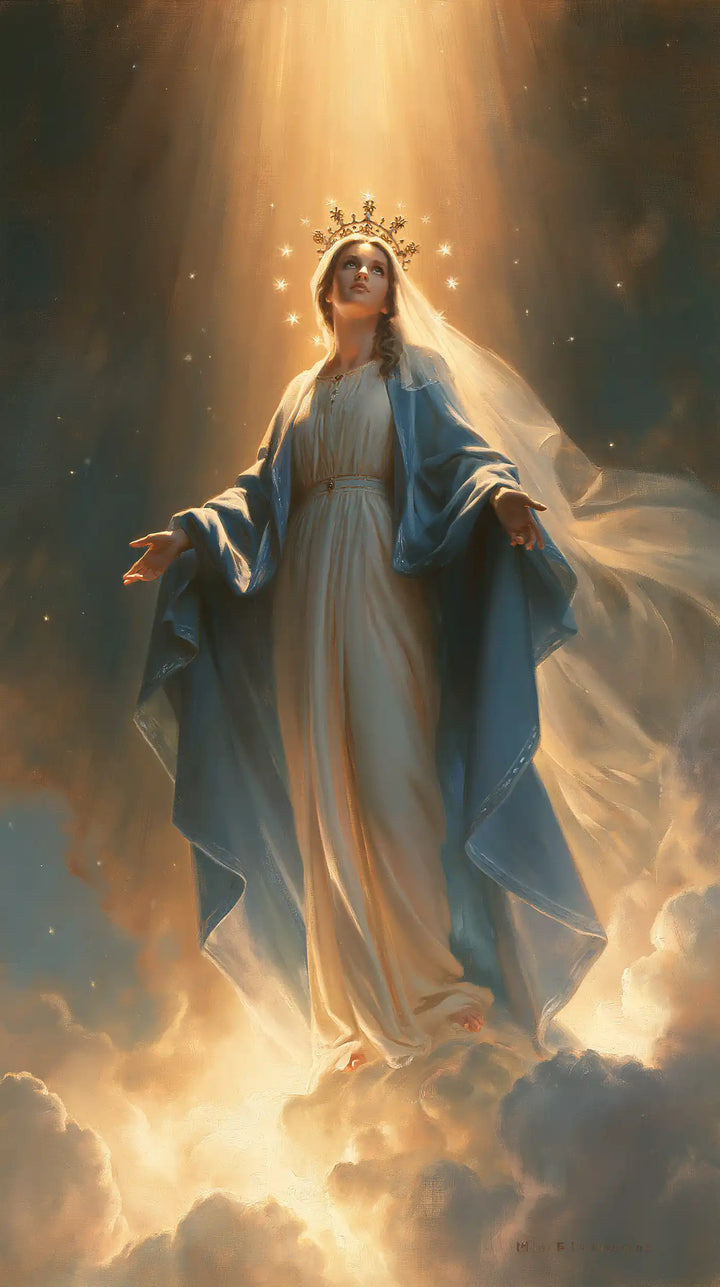 Mary, Queen of Heaven — Gathered Blue in the Golden Column