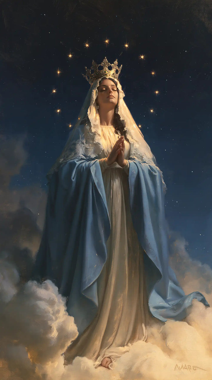 Mary Queen of Heaven - Midnight Blue Chiaroscuro · Portrait n° 8