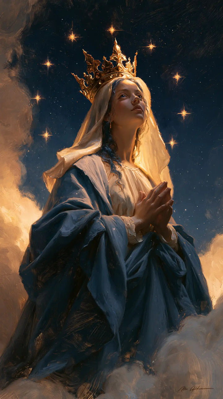 Mary Queen of Heaven - Midnight Blue Chiaroscuro · Portrait n° 15