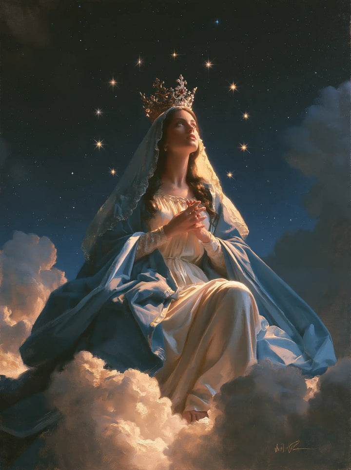 Mary Queen of Heaven - Midnight Blue Chiaroscuro · Portrait n° 20