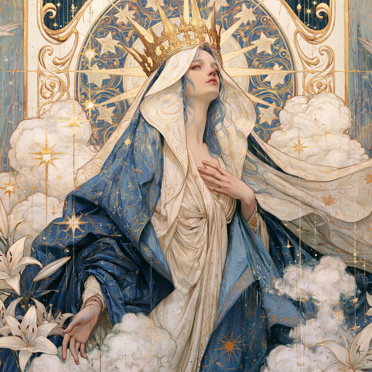 Mary, Queen of Heaven — The Heart Lifted Toward the Ornate Sun