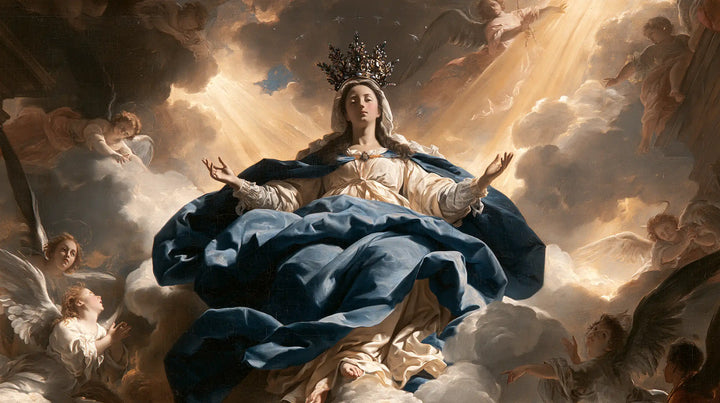 Mary, Queen of Heaven — The Queen Amid Waves of Silk