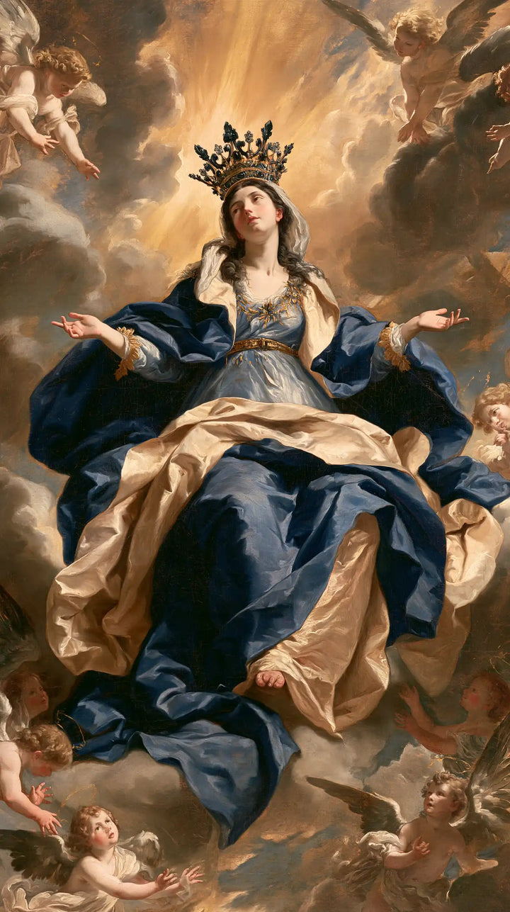 Mary, Queen of Heaven — The Crown Above the Drapery