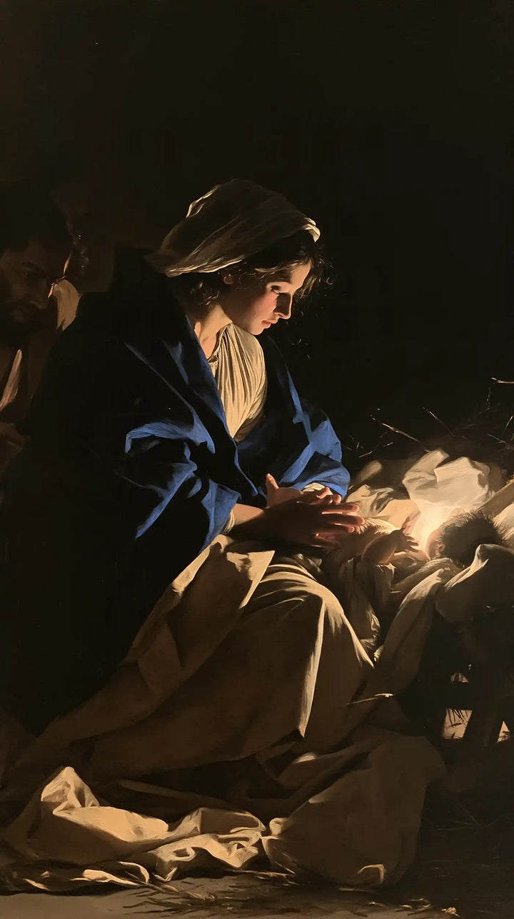 The Nativity - Caravaggio Tenebrism · Portrait n° 8