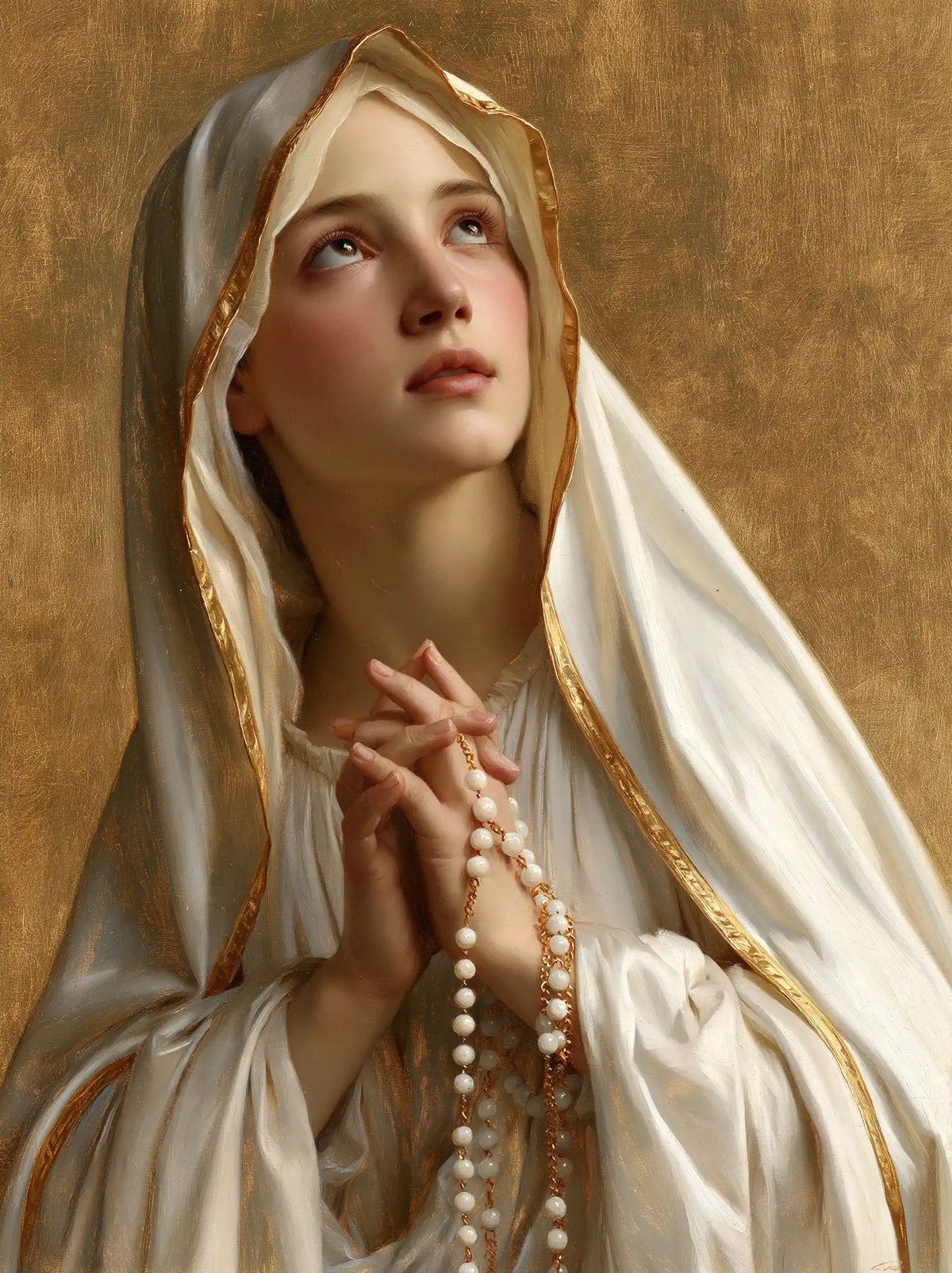 Our Lady of Fatima – Heavenward Prayer in Gold